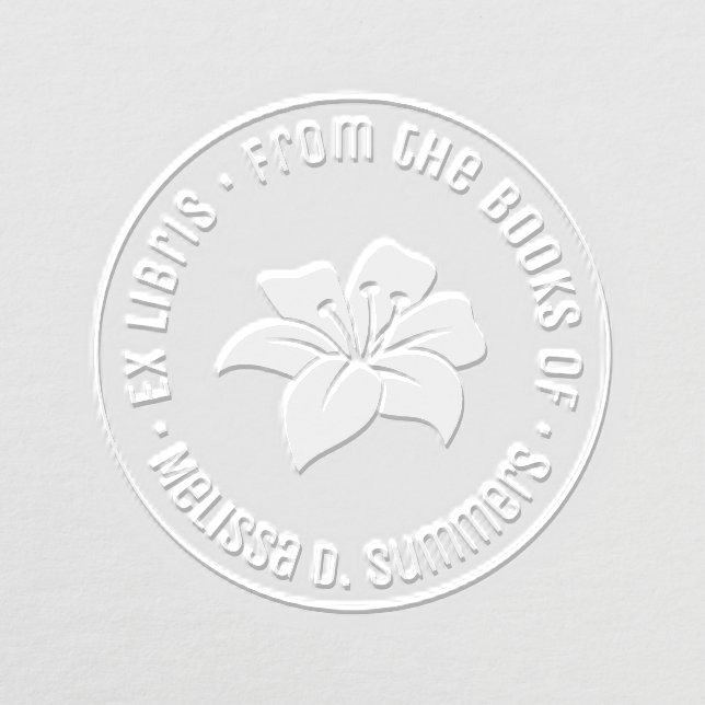 Elegant Lily Flower Bookplate Embosser (Design)