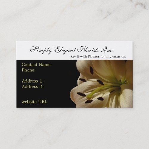 Elegant Lily Flower  Business Cards