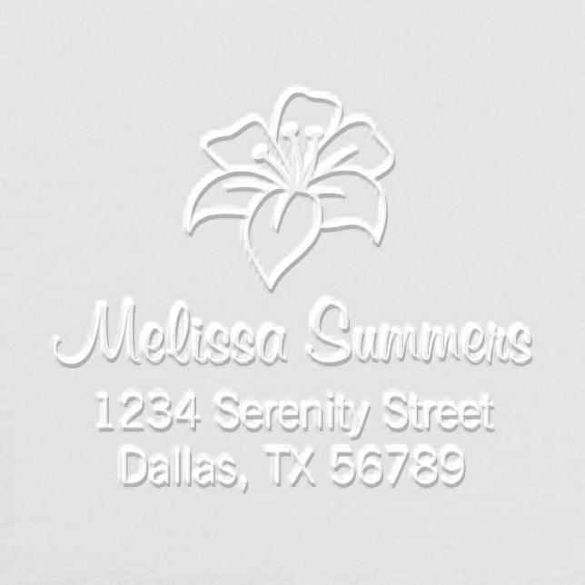 Elegant Lily Flower Custom Return Address V2 Embosser (Design)