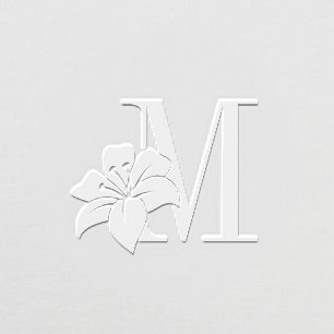 Elegant Lily Flower Monogram Initial Embosser