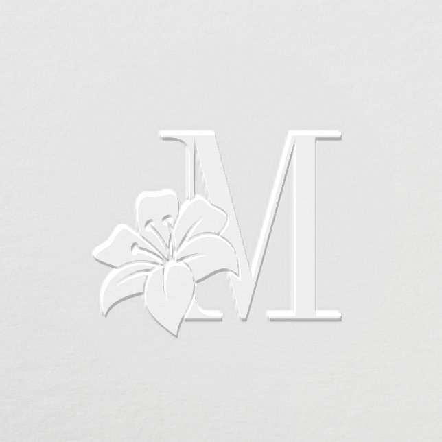 Elegant Lily Flower Monogram Initial Embosser (Design)