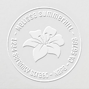Elegant Lily Flower Round Return Address Embosser