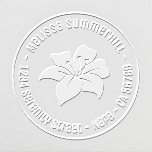 Elegant Lily Flower Round Return Address Embosser