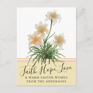 Elegant Lily Flowers Faith Hope Easter Greetings Postcard