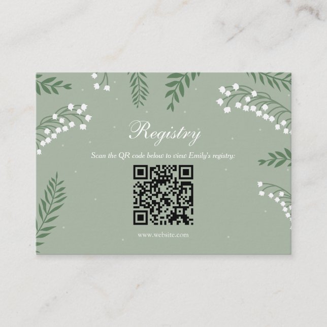 Elegant Lily of the Valley Bridal Shower Registry Enclosure Card (Front)