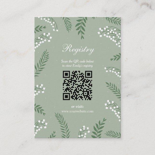 Elegant Lily of the Valley Bridal Shower Registry Enclosure Card (Front)
