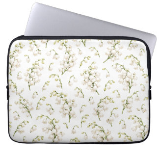Elegant Lily of the Valley Floral Pattern Laptop Sleeve