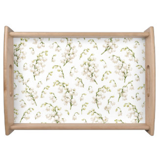 Elegant Lily of the Valley Floral Pattern Serving Tray