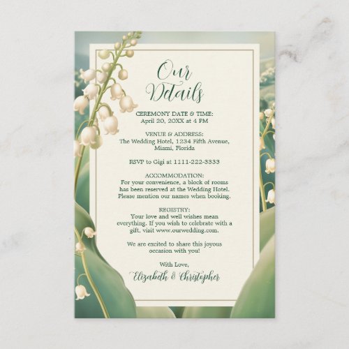 Elegant Lily of the Valley Floral Scenery Wedding Enclosure Card