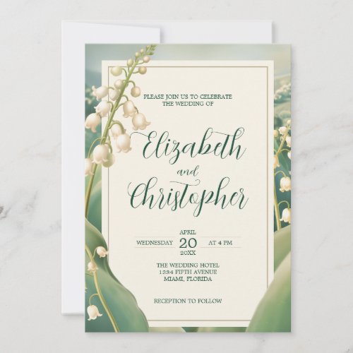 Elegant Lily of the Valley Floral Scenery Wedding Invitation