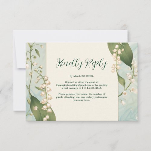 Elegant Lily of the valley Floral Wedding Horiz RSVP Card