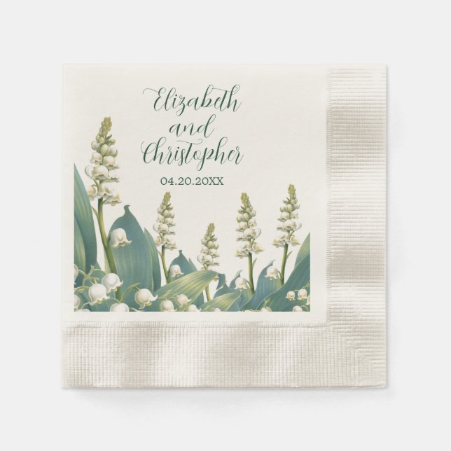 Elegant Lily of the valley Floral Wedding Napkins (Front)