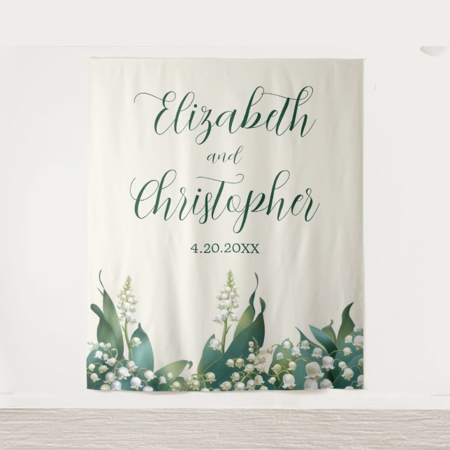 Elegant Lily of the valley Floral Wedding  Tapestry (Front)