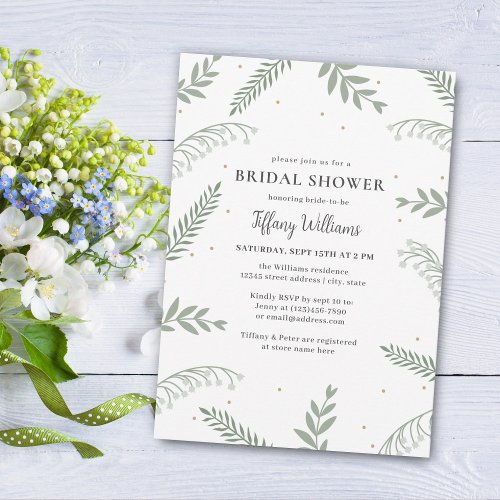 Elegant Lily of the Valley Garden Bridal Shower Invitation