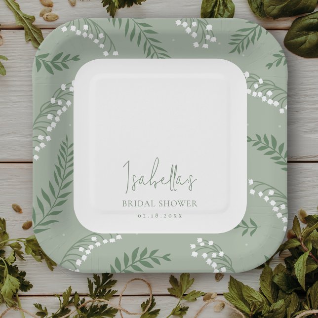 Elegant Lily of the Valley Garden Bridal Shower Paper Plates (Creator Uploaded)