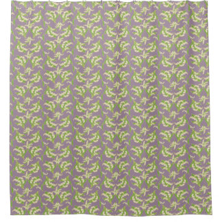 Elegant Lily-of-the-Valley Pattern on Mauve Shower Curtain