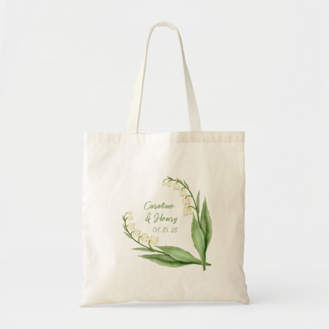 Elegant Lily of the Valley Personalized Wedding  Tote Bag (Front)