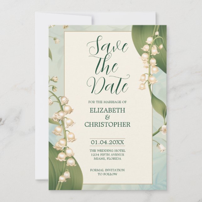 Elegant Lily of the valley Save The Date Wedding Invitation (Front)