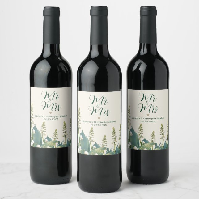 Elegant Lily of the valley Save The Date Wedding  Wine Label (Bottles)