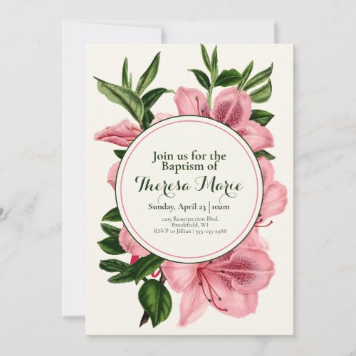 Elegant Lily Themed Baptism Invitation