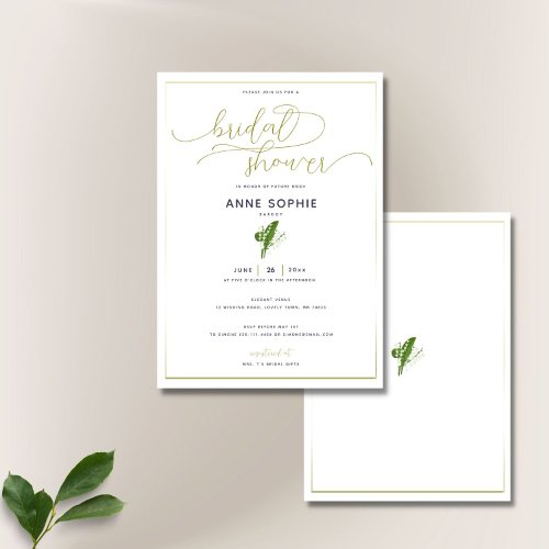 Elegant Lily Valley Gold Calligraphy Bridal Shower Invitation