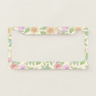 Elegant Lily Vintage Pastel Floral License Plate Frame