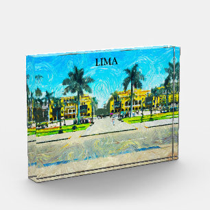 Elegant Lima Peru Oil Paint Vintage Travel  Photo Block