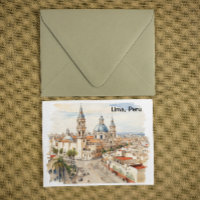 Elegant Lima Peru Watercolor Panorama View