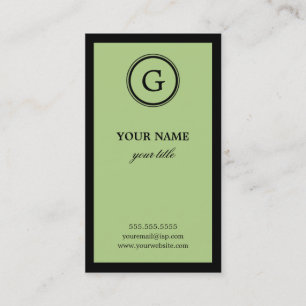 Elegant Lime and Black Monogram Business Card