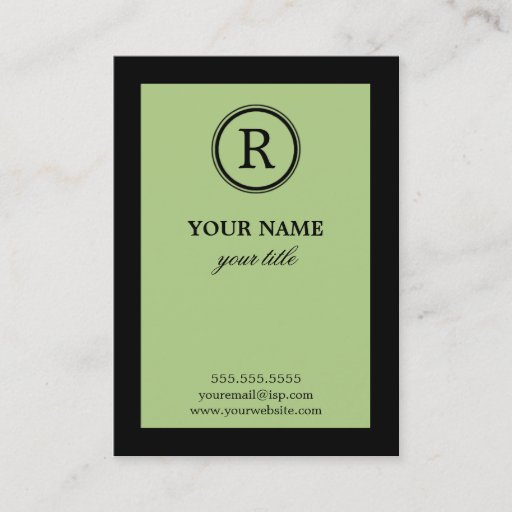 Customizable Elegant Lime & Black Monogram Profile Card Business Cards