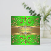 Elegant Lime Green and Gold Quinceanera Invitation (Standing Front)