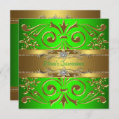 Elegant Lime Green and Gold Quinceanera Invitation (Front/Back)