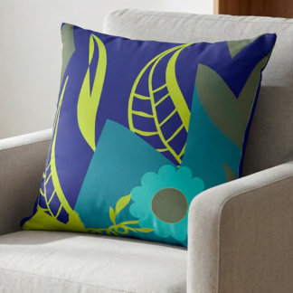 Elegant Lime Green And Navy Throw Pillow