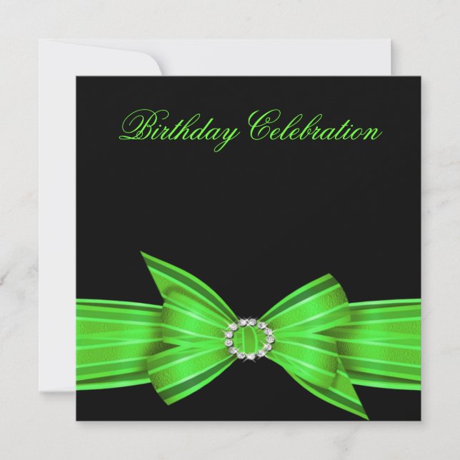 Elegant Lime Green Birthday Party Invitation (Front)