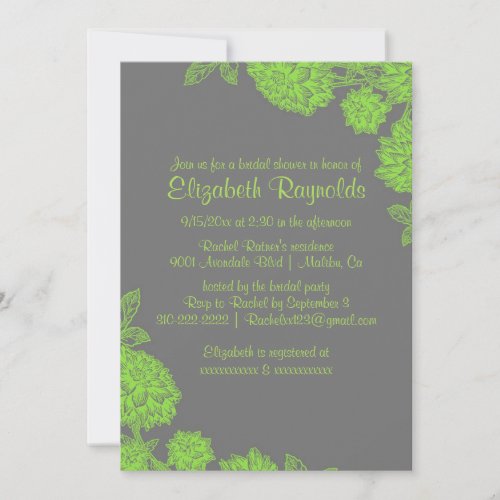 Elegant Lime Green Bridal Shower Invitations