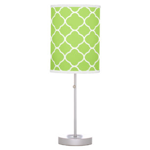 Elegant Lime Green Chartreuse Quatrefoil Pattern Table Lamp