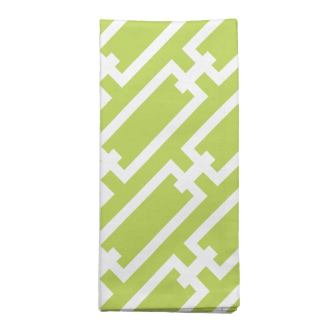 Elegant Lime Green Geometric Links Pattern Napkin (Folded)