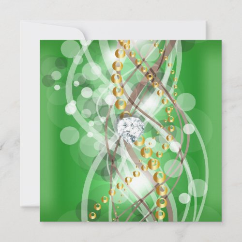 Elegant Lime Green Gold Diamond Birthday Party Custom Invite