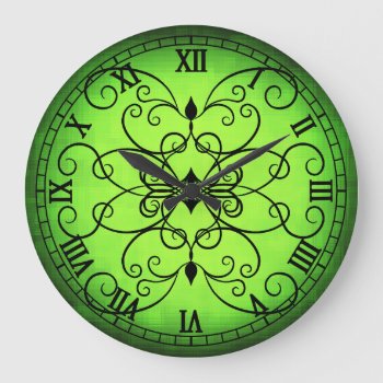 Elegant Lime Green Large Clock by TheHopefulRomantic at Zazzle