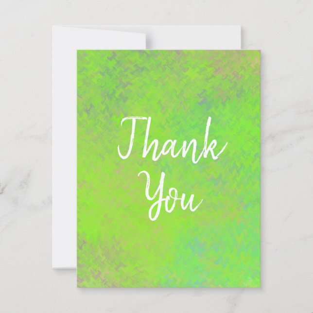 Elegant Lime Green Marbling Artsy Thank You Card (Front)