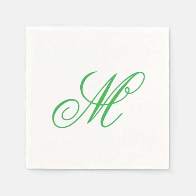 Elegant Lime Green Monogram Initial  Napkins (Front)