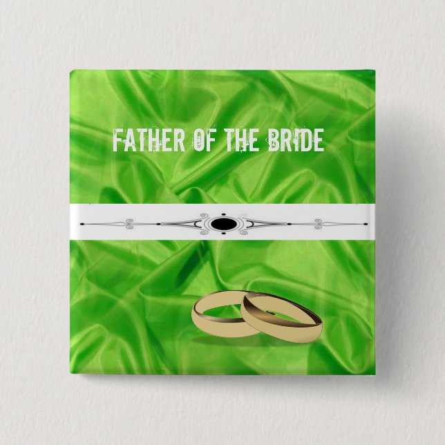 Elegant`Lime Green Silk Effect Wedding Pinback Button (Front)
