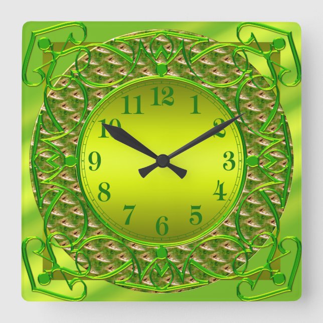 Elegant Lime Green Wall Clock (Front)