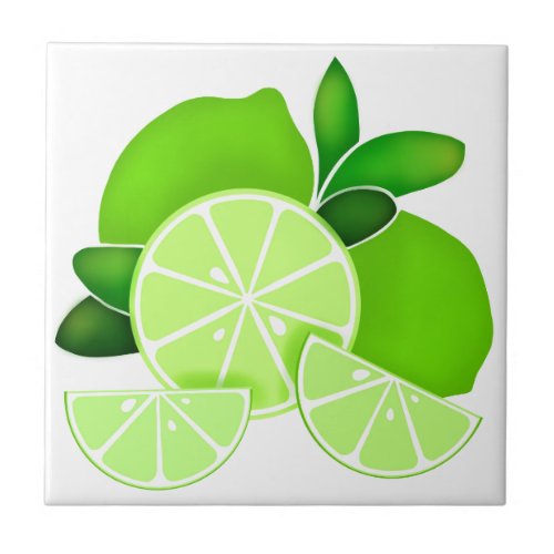 Elegant Lime slices sunny citrus pattern        Ceramic Tile