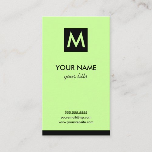 Elegant Lime Square Monogram Business Cards