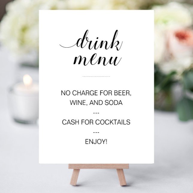 Elegant Limited Open Bar Drink Menu Wedding Foam Board (Creator Uploaded)
