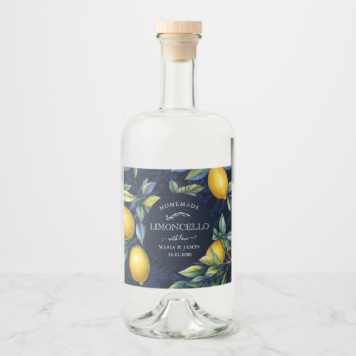 Elegant Limoncello Lemons Liquor Bottle Label
