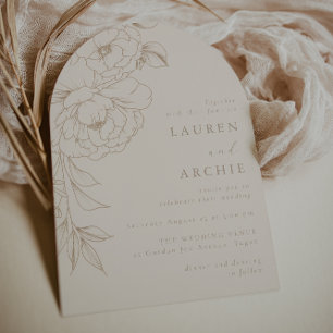 Elegant Line Art Boho Vintage Floral Wedding Invitation