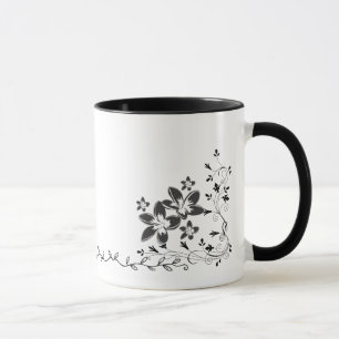 Elegant Line Art Butterfly and Floral Wrap Around  Mug