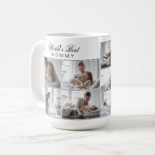 Elegant Line Art Floral 8 Photo Mothers Day Mug